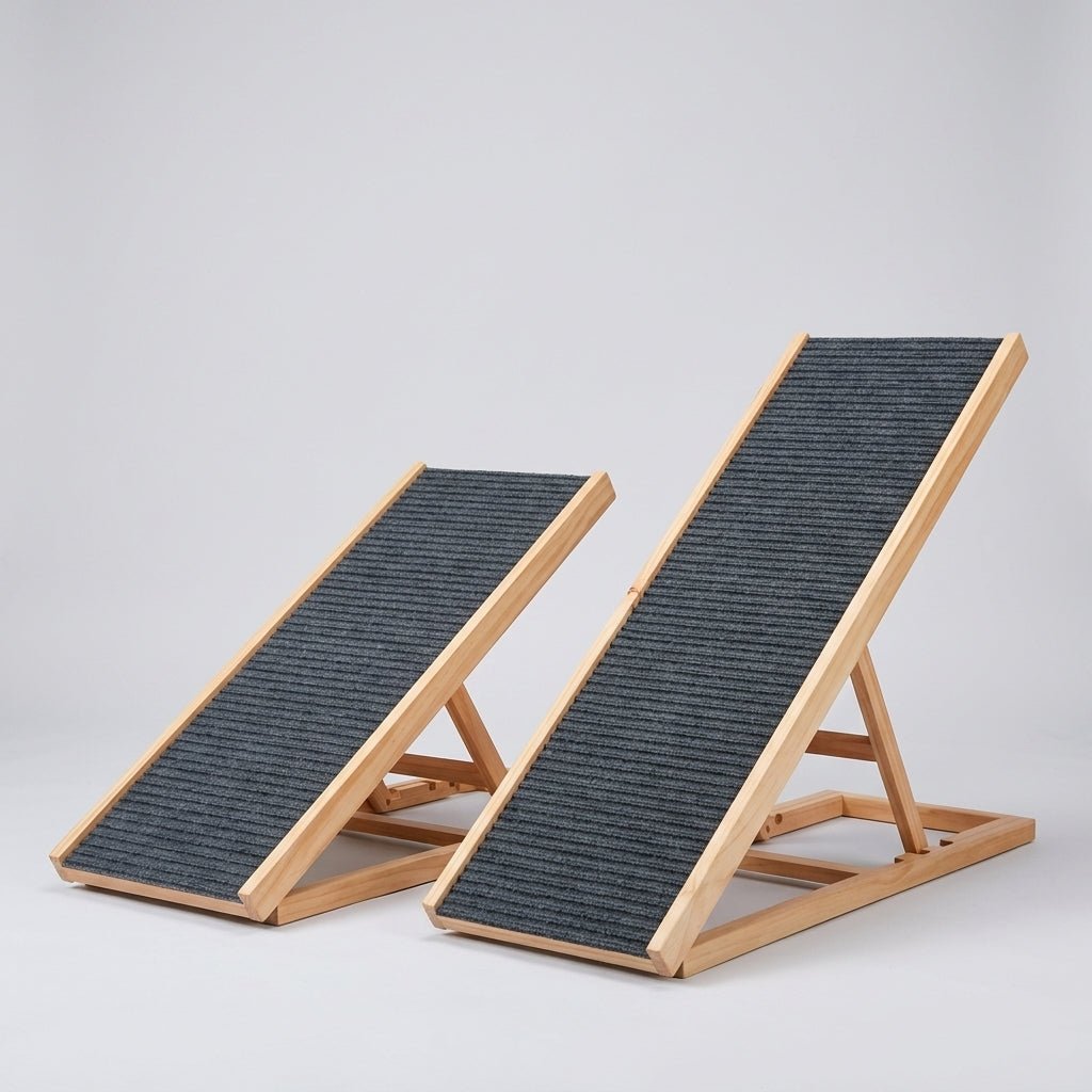 Adjustable Wooden Pet Ramp for Car, Sofa & Bed - PetNestCo