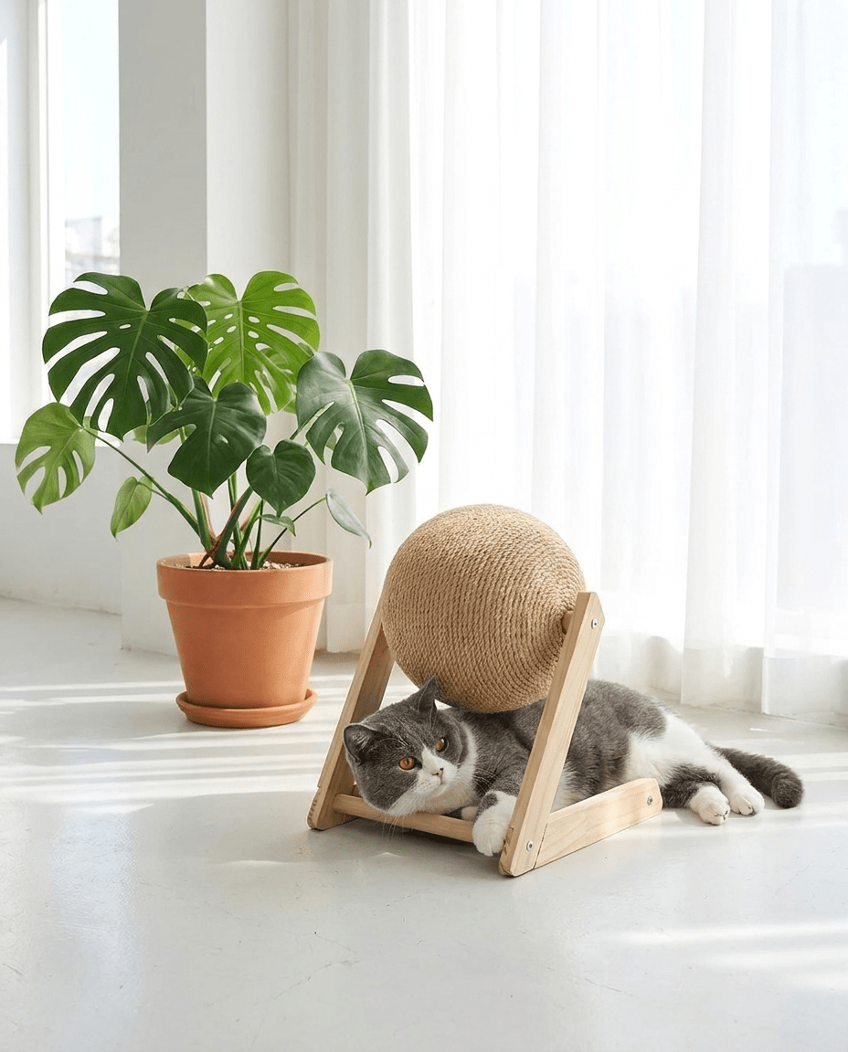 Cat Scratching Ball, Sisal Rope Ball on a Stand - PetNestCo