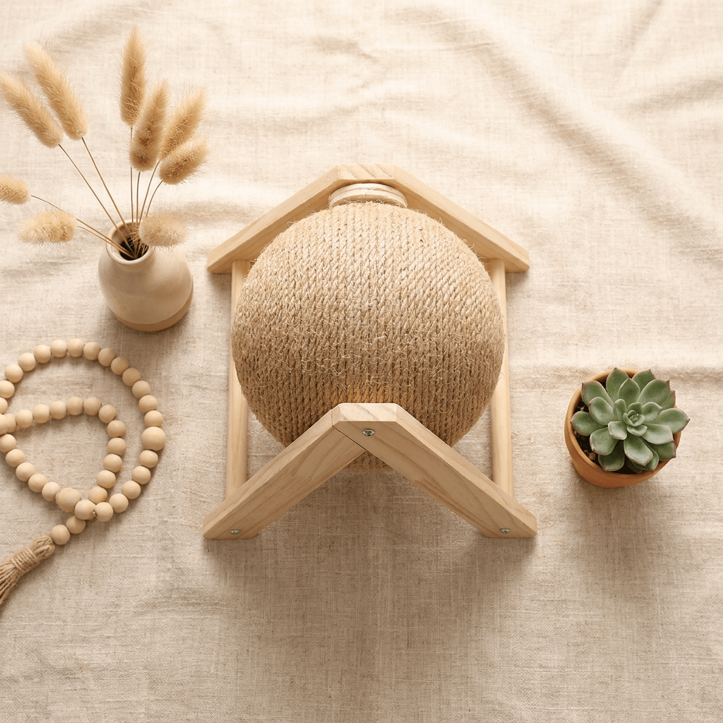 Cat Scratching Ball, Sisal Rope Ball on a Stand - PetNestCo