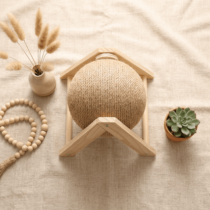 Cat Scratching Ball, Sisal Rope Ball on a Stand - PetNestCo
