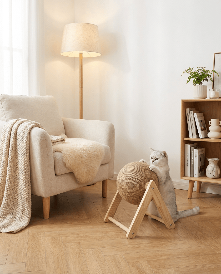 Cat Scratching Ball, Sisal Rope Ball on a Stand - PetNestCo
