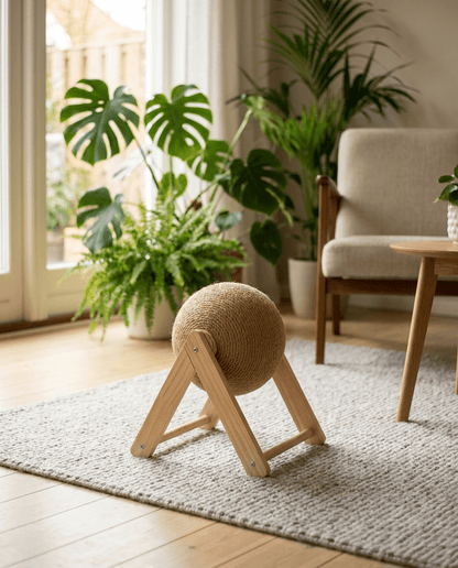 Cat Scratching Ball, Sisal Rope Ball on a Stand - PetNestCo