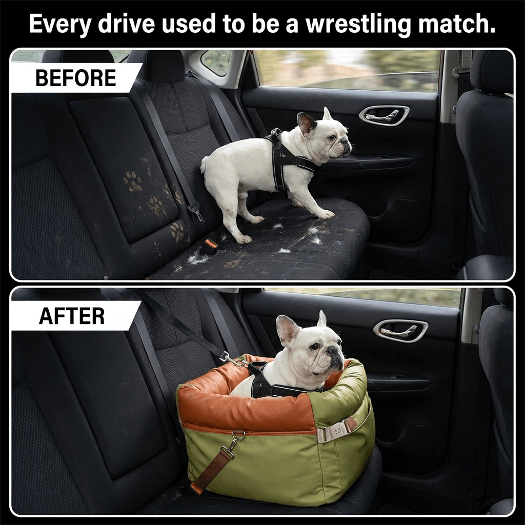 Elevated Dog Car Seat with Safety Buckles - PetNestCo