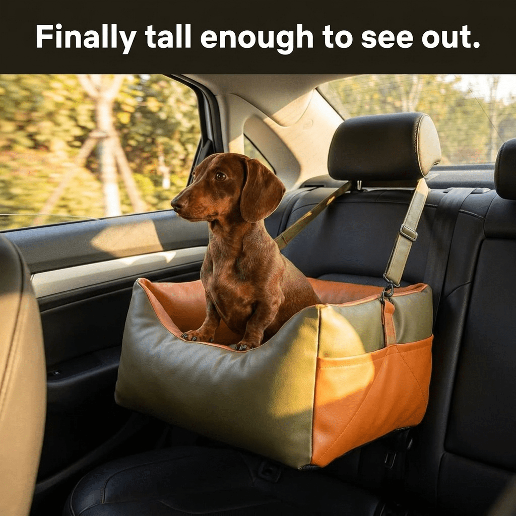 Elevated Dog Car Seat with Safety Buckles - PetNestCo