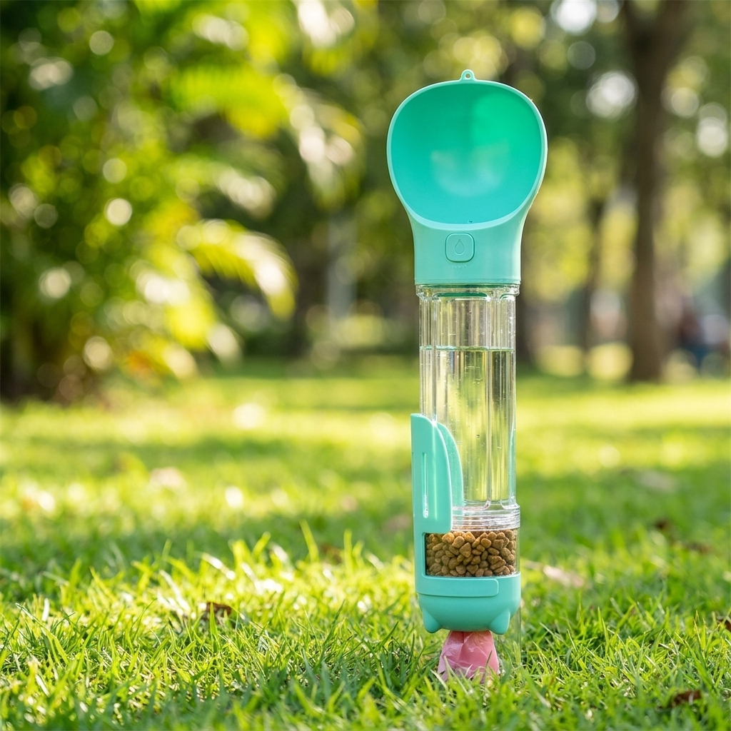 Portable Pet Water Bottle, 3 in 1 Water, Food, and Poop Bag Dispenser - PetNestCo