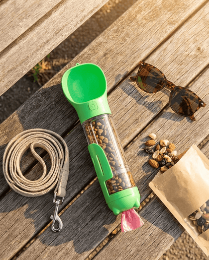 Portable Pet Water Bottle, 3 in 1 Water, Food, and Poop Bag Dispenser - PetNestCo