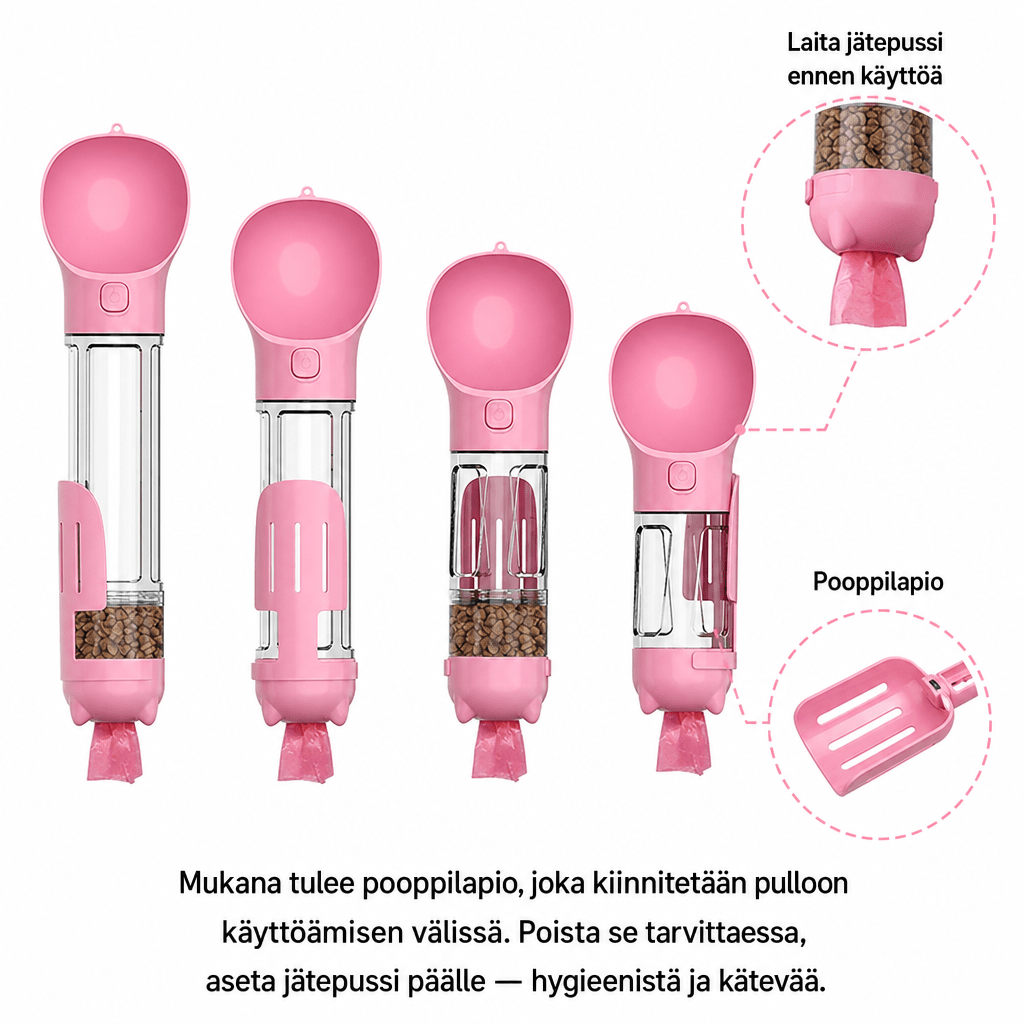 Portable Pet Water Bottle, 3 in 1 Water, Food, and Poop Bag Dispenser - PetNestCo