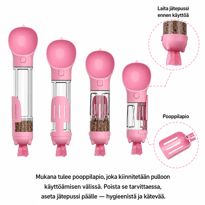 Portable Pet Water Bottle, 3 in 1 Water, Food, and Poop Bag Dispenser - PetNestCo