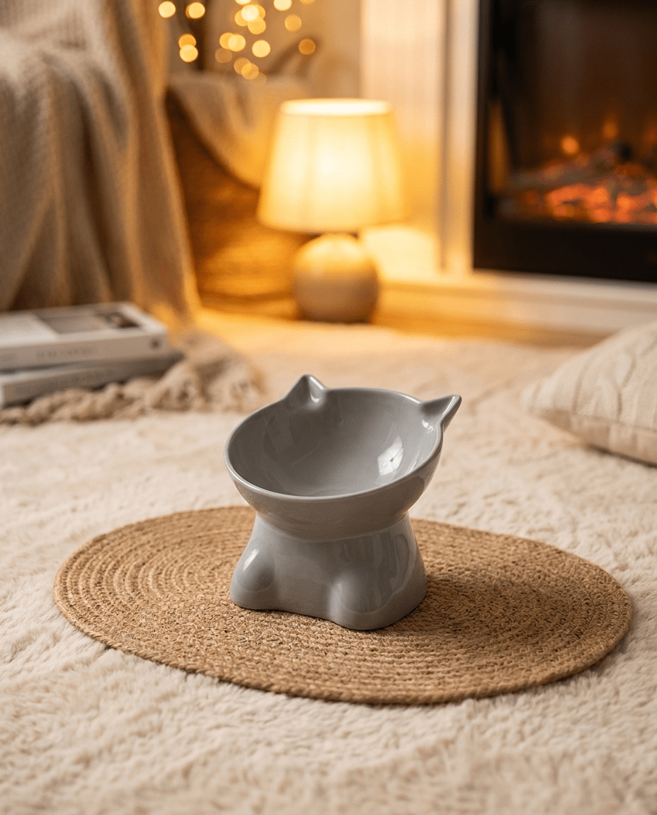 Raised Cat Food Bowl, Tilted Ceramic Bowl for Cats and Dogs - PetNestCo